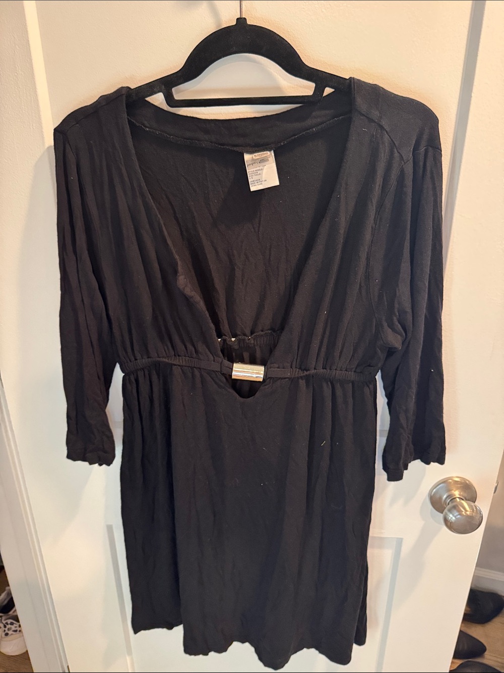 Black V-Neck cover up with Cinch Detail